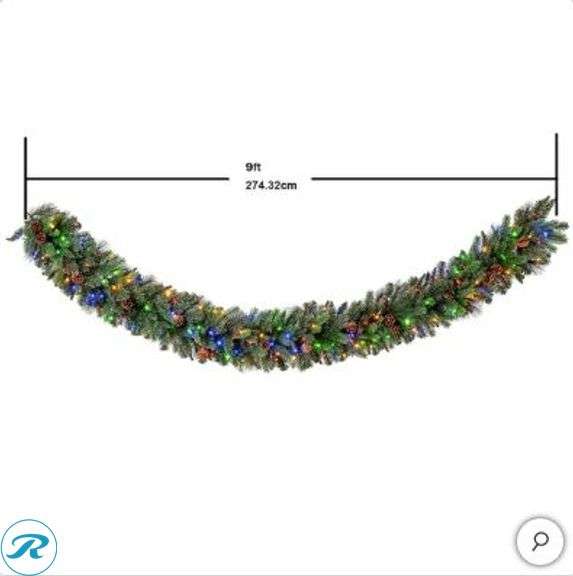 (2) Kirkland Signature: 9’ Pre-lit LED With Twinkle Artificial Greenery Garland- New - Roller Auctions