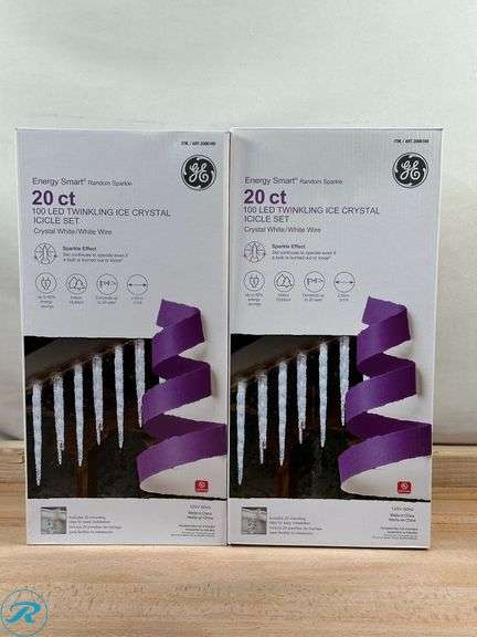 (2) GE: Energy Smart Random Sparkle 20-Count 100 LED Twinkling Ice Crystal Icicle Set- New