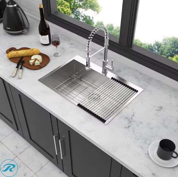 (1) New LIVIZA SS Drop-in 33-in x 22-in Stainless steel Single bowl 16 -Gauge Kitchen Sink