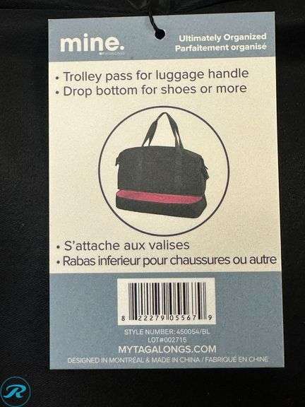 (2) Mytagalongs: Mine. Duffle Bag- (1) New, Tan & (1) New, Black - Roller Auctions