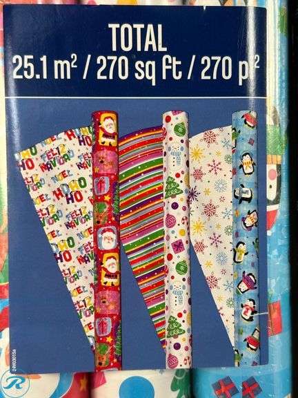 (4) Kirkland Signature Everyday Gift Wrap, 270 sq. ft., Assorted Colors, 3pk- New - Roller Auctions