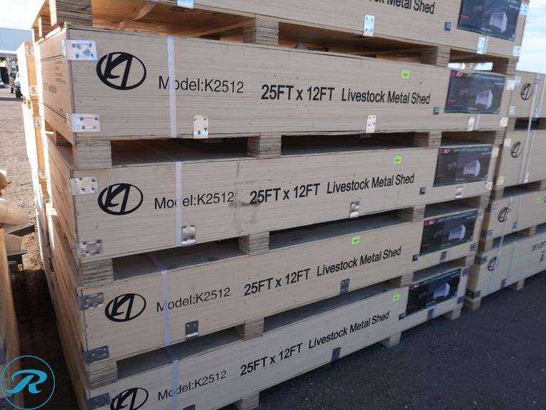 New KJ K2512 Livestock Metal Shed, 25' x 12' - Roller Auctions