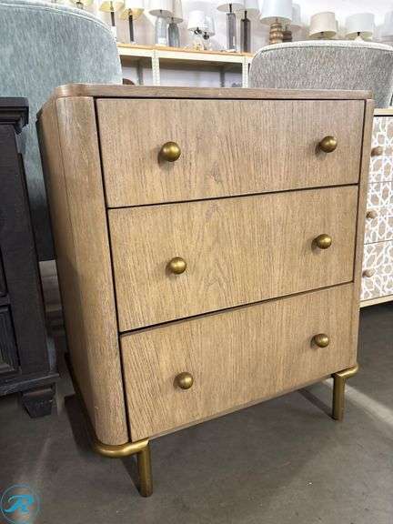 Coaster 3-Drawer Dresser With Brass Handles, 25″ x 18″ x 29″ - Roller Auctions