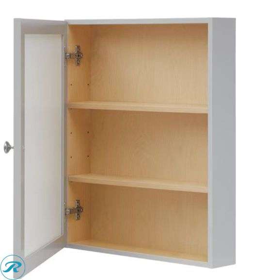 Style Selections 19.5-in x 23.7-in Surface Mount Gray Mirrored Rectangle Medicine Cabinet