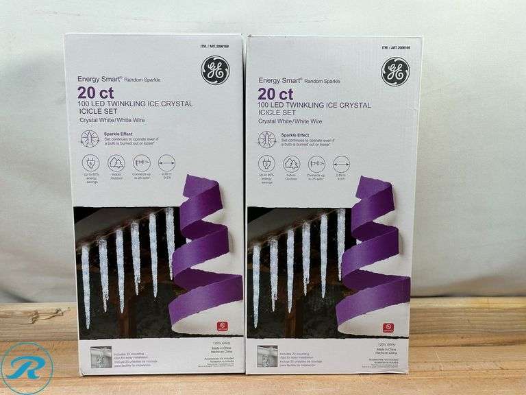 (2) GE: Energy Smart Random Sparkle 20-Count 100 LED Twinkling Ice Crystal Icicle Set- New