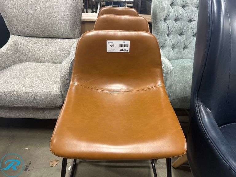 (3) Dorel Home Products Model SO553416W Saddle-Style Faux Leather Stools - Roller Auctions