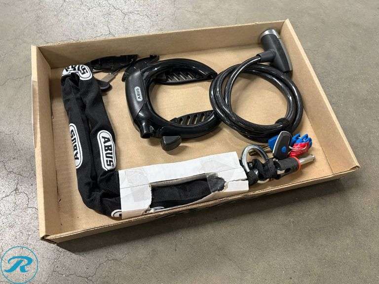 ABUS Bike Lock Set with Chain, Cable, and Keys - Roller Auctions