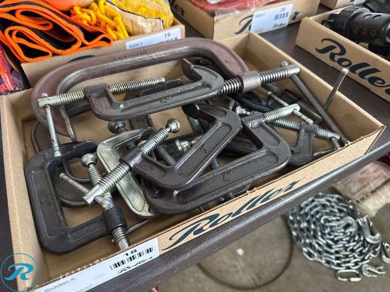 Tray of Mixed Metal C Clamps