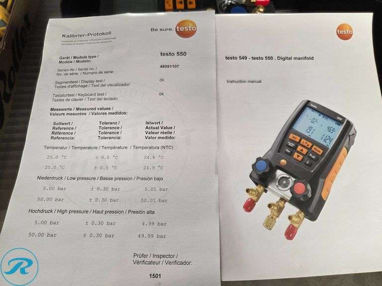 Testo 550 Digital Manifold Kit with Hard Case - Roller Auctions
