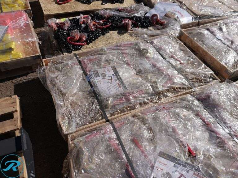 New Land Honor LHR-RC9200 Ratchet Binder And Chain Set Consisting Of: (5) 9200 lb. Ratchet Binders, (10) 3/8" X 20' G70 Transport Chains - Roller Auctions