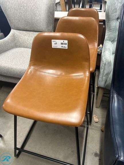 (3) Dorel Home Products Model SO553416W Saddle-Style Faux Leather Stools