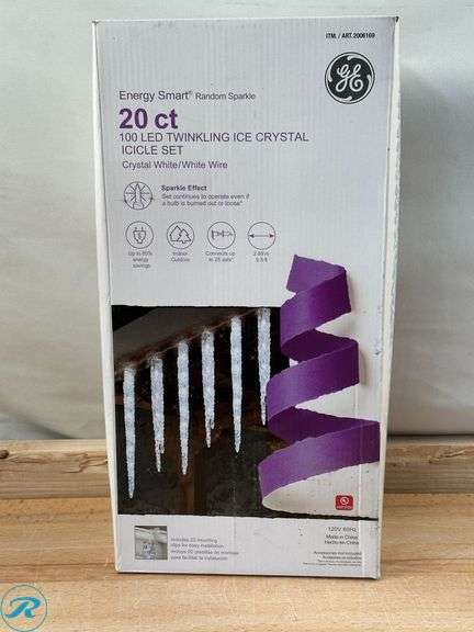 GE: Twinkling Ice Crystal Icicle Set, 20-count- New - Roller Auctions
