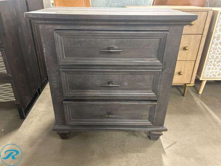 3-Drawer Dark Wood Chest, 26″ x 17″ x 30″ - Roller Auctions