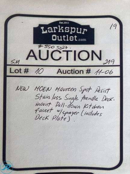 New Moen Maureen spot resist stainless single handle deck mount pull-down kitchen faucet with sprayer (includes deck plate) - Roller Auctions