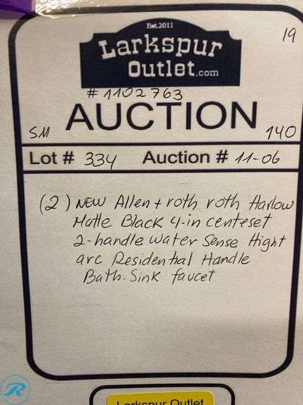 (2) allen + roth Harlow Matte Black 4-in centerset 2-handle WaterSense High-arc Residential Handle Bathroom Sink Faucet with Drain with Deck Plate - Roller Auctions