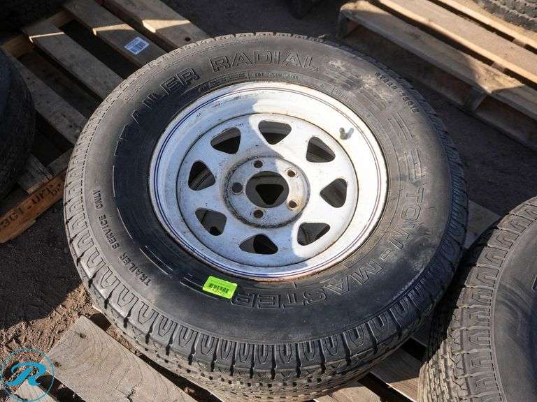 Set Of (4) Used ST225/75R15 Trailer Tires w/ Wheels - Roller Auctions