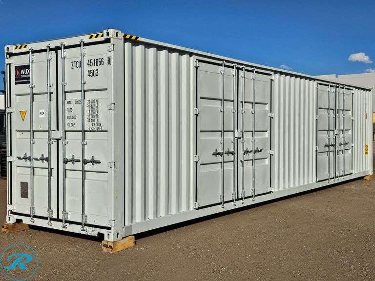 New 2025 40' Steel Storage Container, High Cube, 9'6" High X 8' Wide, (2) Double Door Side Openings - Roller Auctions