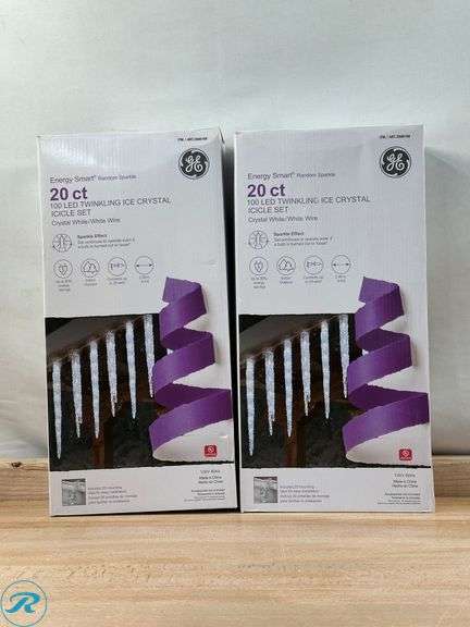 (2) GE: Twinkling Ice Crystal Icicle Set, 20-count- New - Roller Auctions