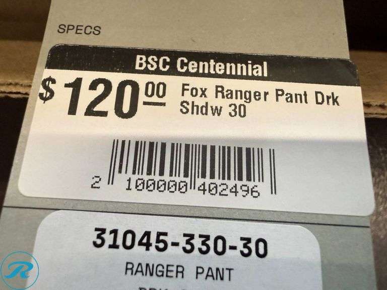 Fox Ranger Men’s Pants, Size 30 - Roller Auctions