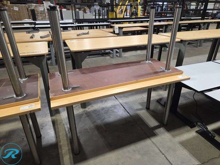 (2) Work Tables with Metal Legs, 60" x 24"