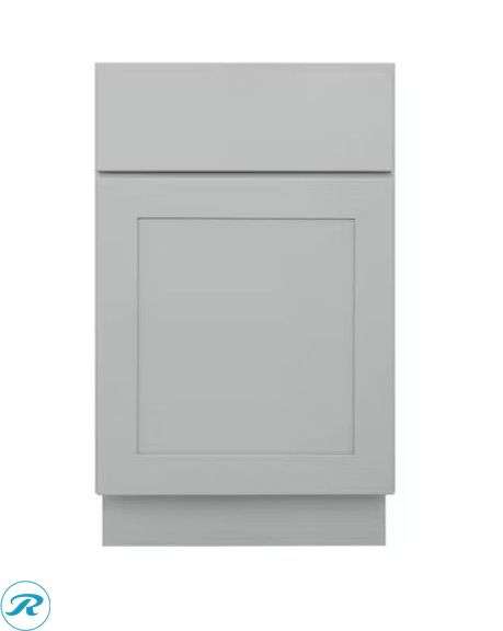 (1) Overlake 21-in W x 34.5-in H x 24-in D Gray Base Ready to assemble (RTA) Plywood Cabinet Recessed Panel Shaker - Roller Auctions