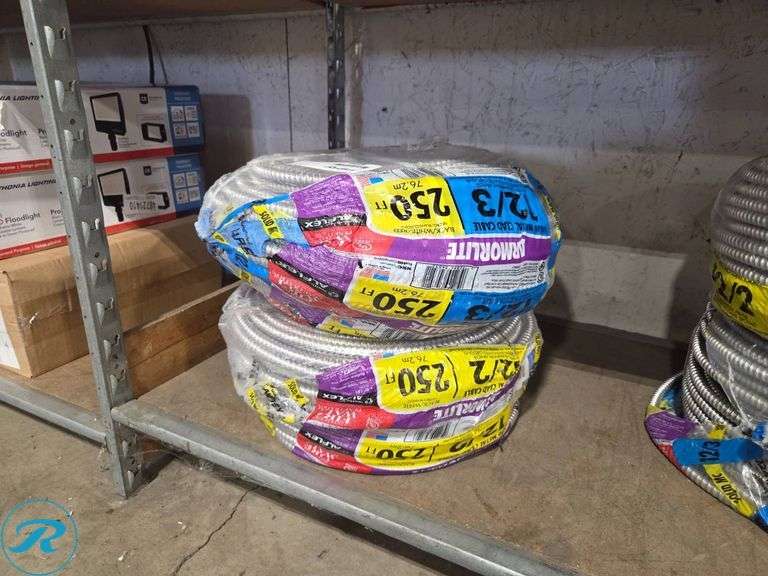 Southwire Armorlite 12/3 Solid Metal Clad Cable, Aluminum Armor, 250' and Southwire Armorlite 12/2 Solid Metal Clad Cable, 250'