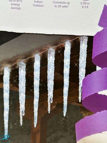 (2) GE: Energy Smart Random Sparkle 20-Count 100 LED Twinkling Ice Crystal Icicle Set- New - Roller Auctions