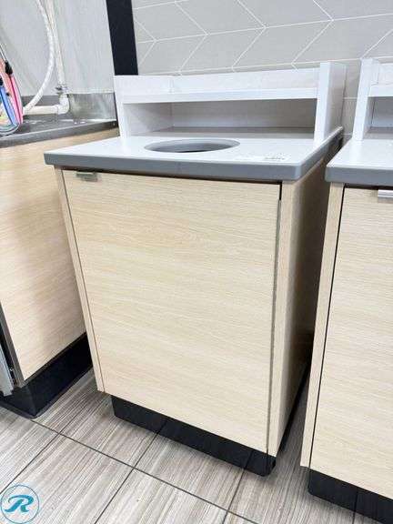 Plymold Trash Receptacle With Built-In Disposal Opening and Shelf, 24in x 24in x42in