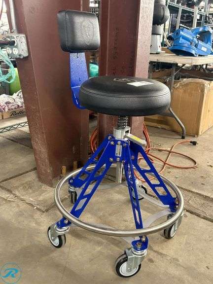 Vyper Industrial Adjustable Shop Stool with Backrest and Casters - Roller Auctions