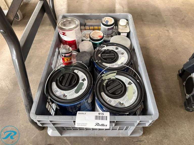 Crate of Paints, Including Behr Marquee and Rust-Oleum - Roller Auctions
