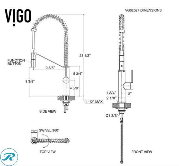 (1) New VIGO Livingston Stainless steel Single Handle Deck-mount Pull-down Kitchen Faucet with Sprayer - Roller Auctions