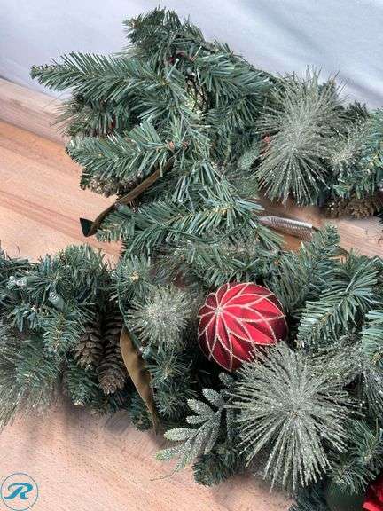 9' Pre-lit LED with Twinkle Artificial Decorated Garland, Red- Used/ Some Lights Don't Function - Roller Auctions