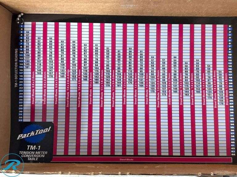 Park Tool TM-1 Spoke Tension Meter with Conversion Chart - Roller Auctions