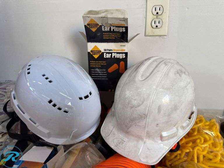 Personal Protective Equipment Including Hard Hats, Safety Vests, Ear Plugs, and Safety Chains - Roller Auctions
