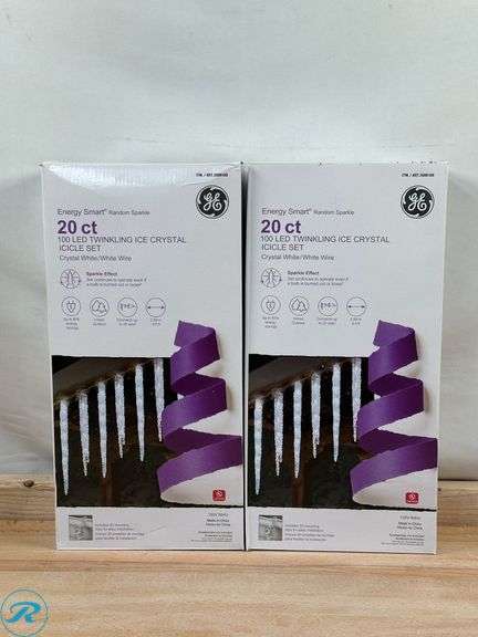 (2) GE: Energy Smart Random Sparkle 20-Count 100 LED Twinkling Ice Crystal Icicle Set- New