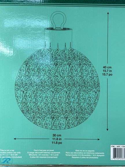 (2) Glass Oversized Ornament with LED- New/ Open Box - Roller Auctions
