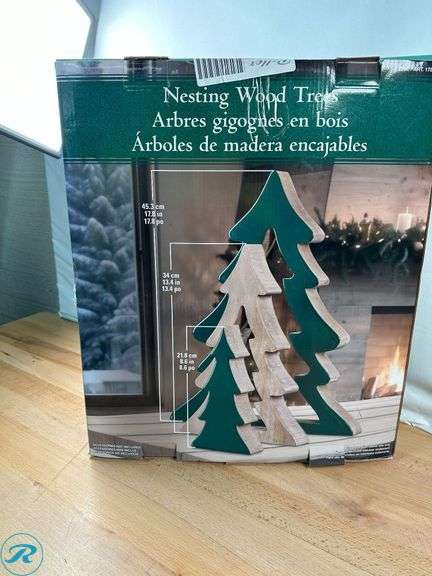 (2) Decorative Wooden Nesting Trees Assortment - (1) New (1) Like New - Roller Auctions