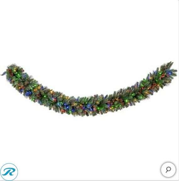 (2) Kirkland Signature: 9’ Pre-lit LED With Twinkle Artificial Greenery Garland- New - Roller Auctions