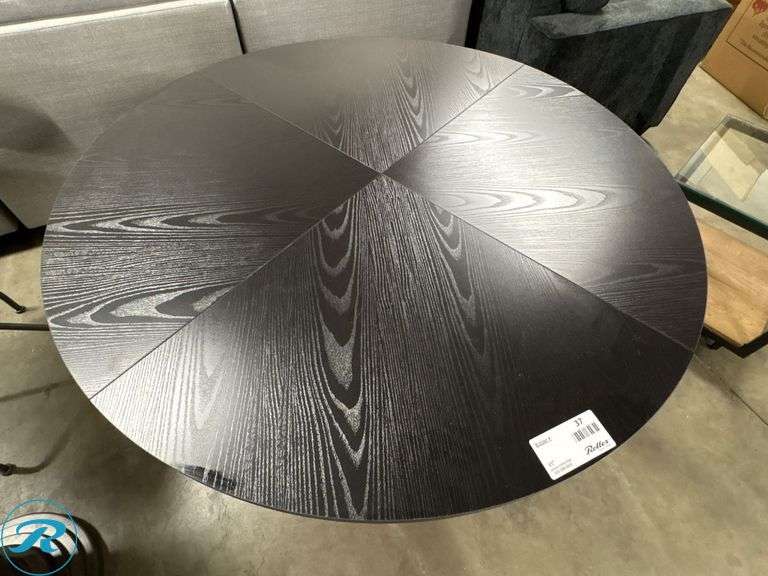 Black Round Table with Slatted Base, 47 Inch Diameter - Roller Auctions
