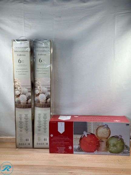 Glass Ornaments Decor, 3-piece- New; (2) CGH: Ornaments, 6 piece, Shatter Resistant- New