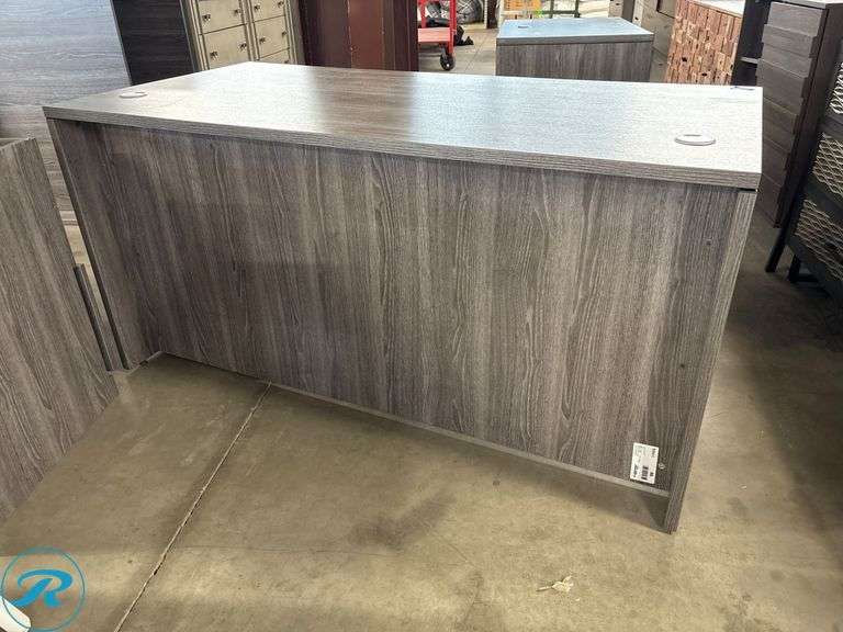 (3) Office Desks in Gray Wood Laminate: Including Single Pedestal Desk 60” x 30”, with 42” Return, 66” x 30”, and 48” x 24” Desks - Roller Auctions
