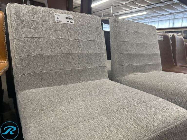 (4) Gray Upholstered Dining Chairs with Black Metal Legs - Roller Auctions