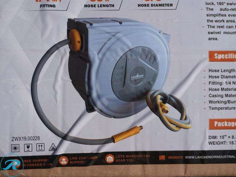 New Land Honor LHR-HR65 65' Retractable Air Hose Reel - Roller Auctions