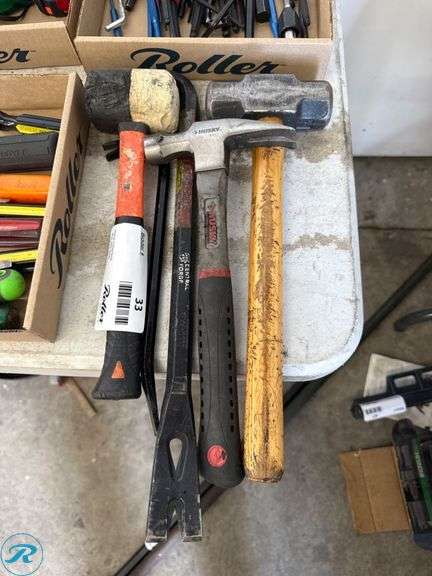 (3) Hammers and (2) Pry Bars