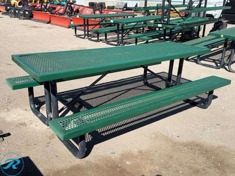 (2) Metal Picnic Tables, 96 in x 58 in