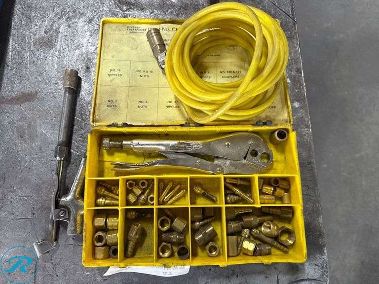 Newberry CK-5 Hose Repair Kit with Assorted Brass Fittings and Crimping Tool