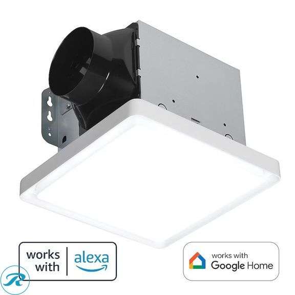 (1) New Homewerks IOT LED Fan 2-Sone 110-CFM White Lighted Bathroom Ventilator Fan (ENERGY STAR Certified)