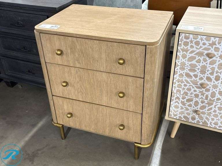 Coaster 3-Drawer Dresser With Brass Handles, 25″ x 18″ x 29″