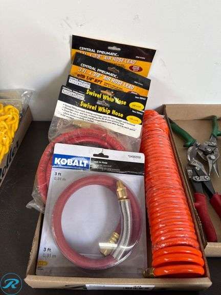 Tray of Air Hose and Swivel Whip Hoses