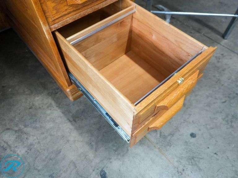 Double Pedestal Desk With Glass Top - Roller Auctions